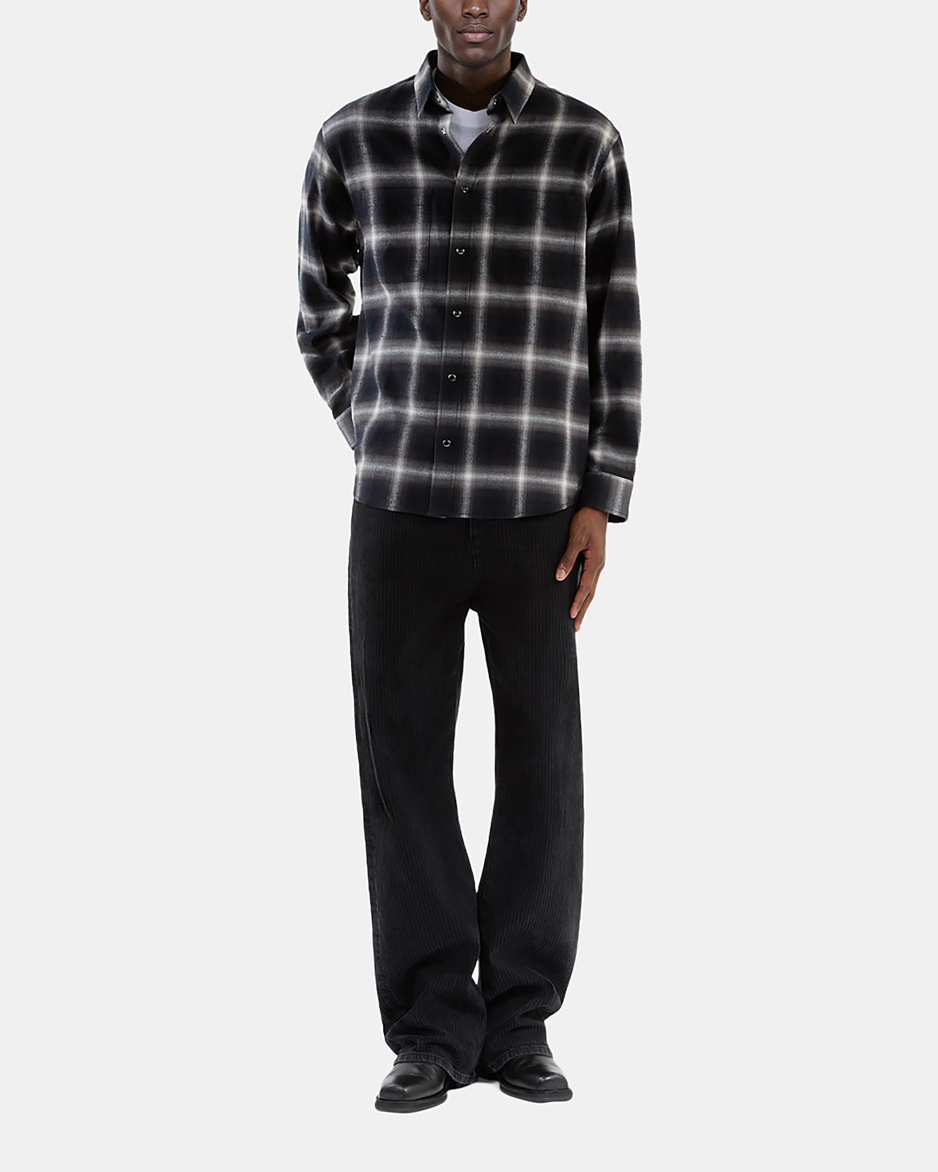 Black plaid shirt