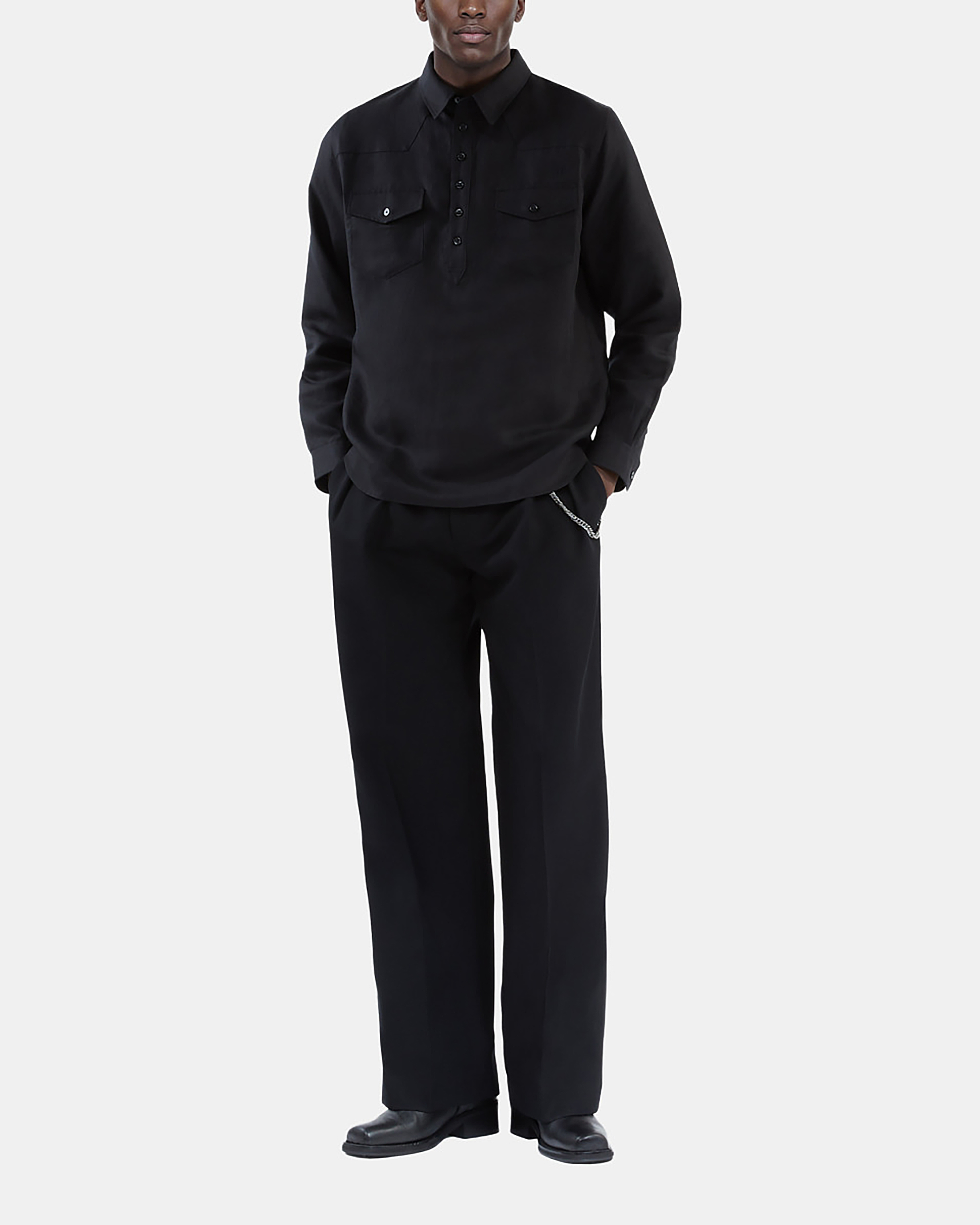Black polo shirt