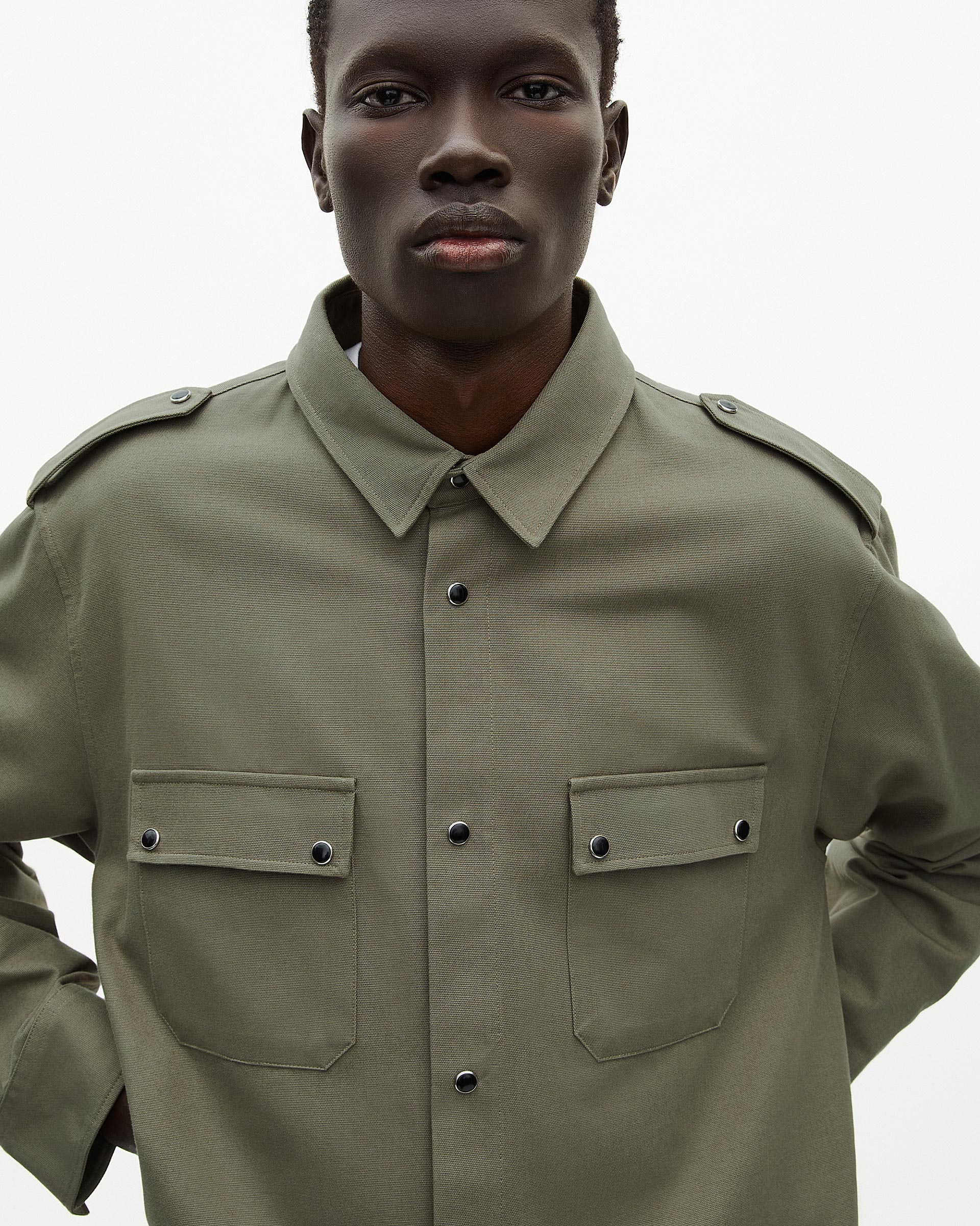 Khaki officer-style shirt
