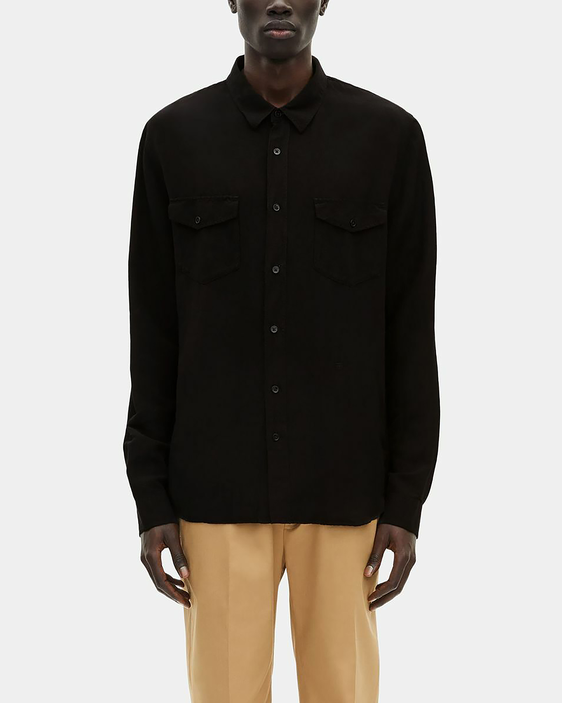 Black linen mix shirt