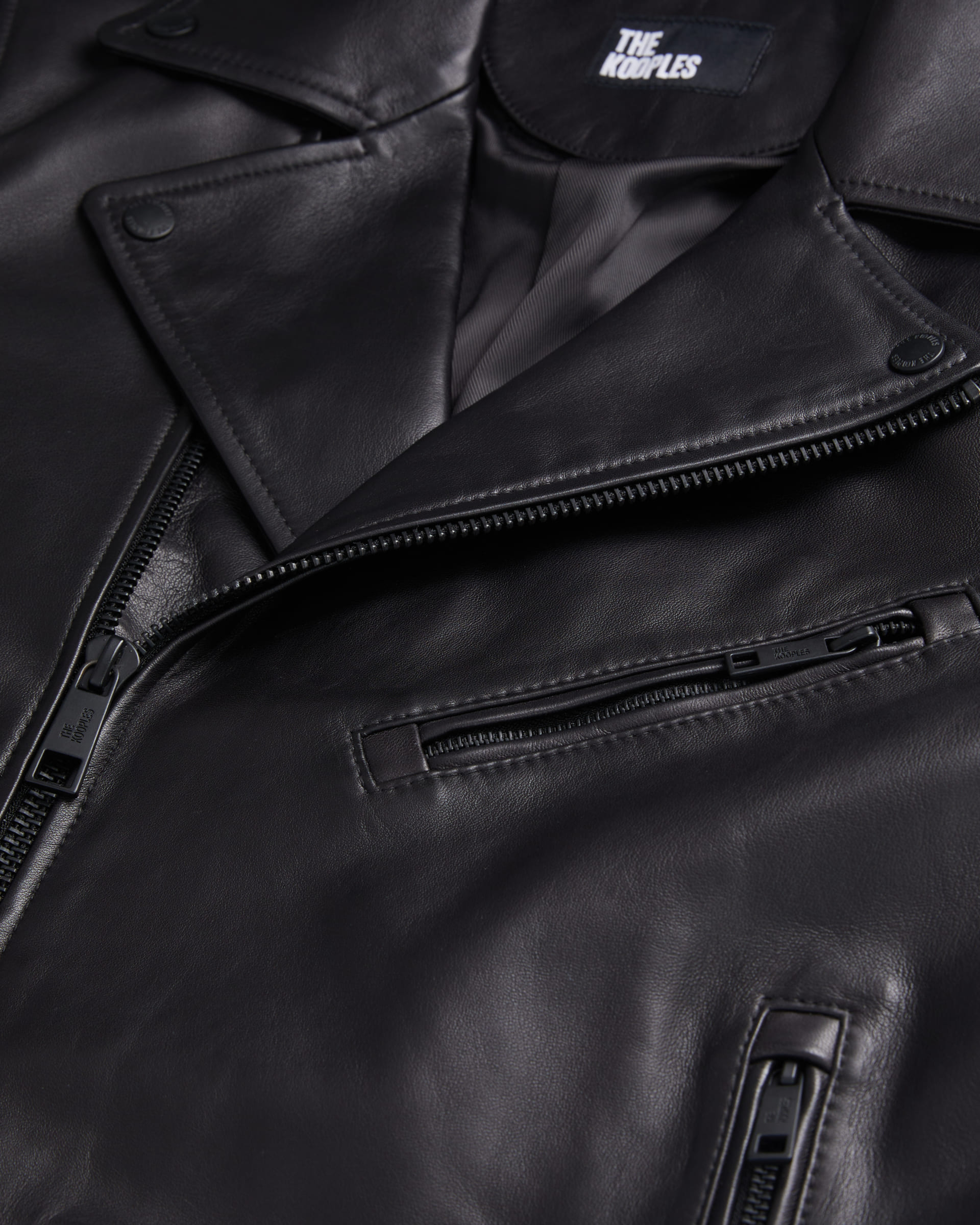 Black leather biker jacket