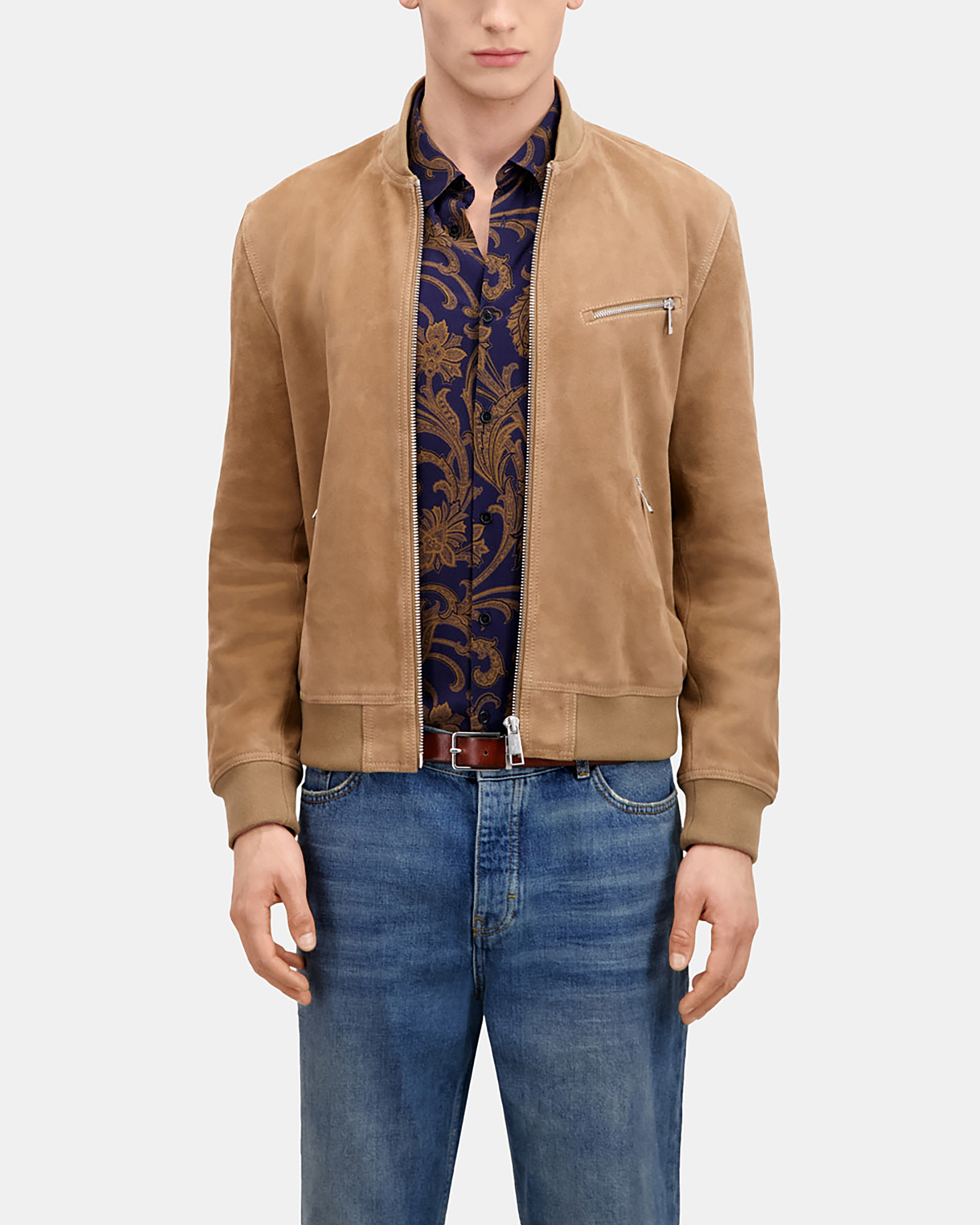 Beige suede leather jacket
