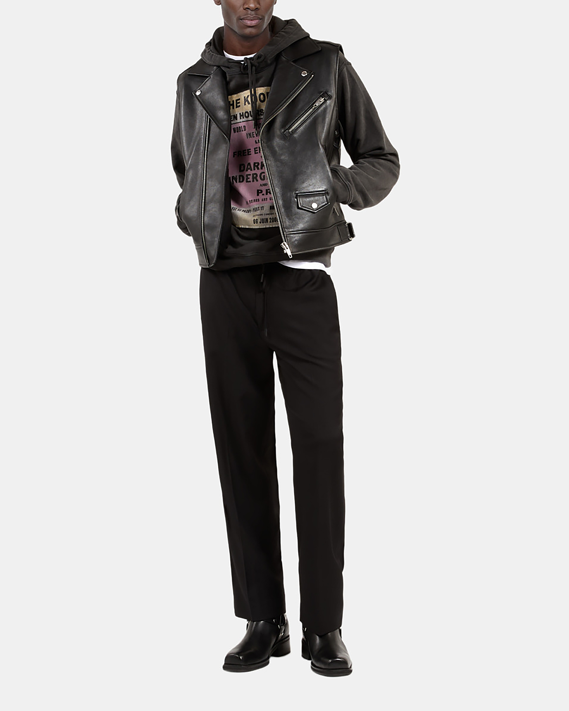 Black leather sleeveless jacket