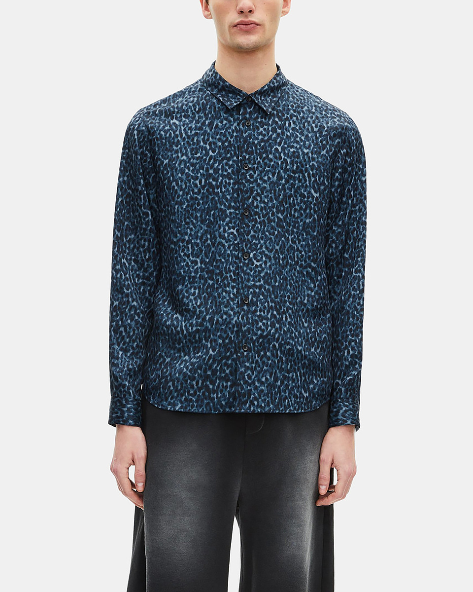 Leopard print silk blend shirt