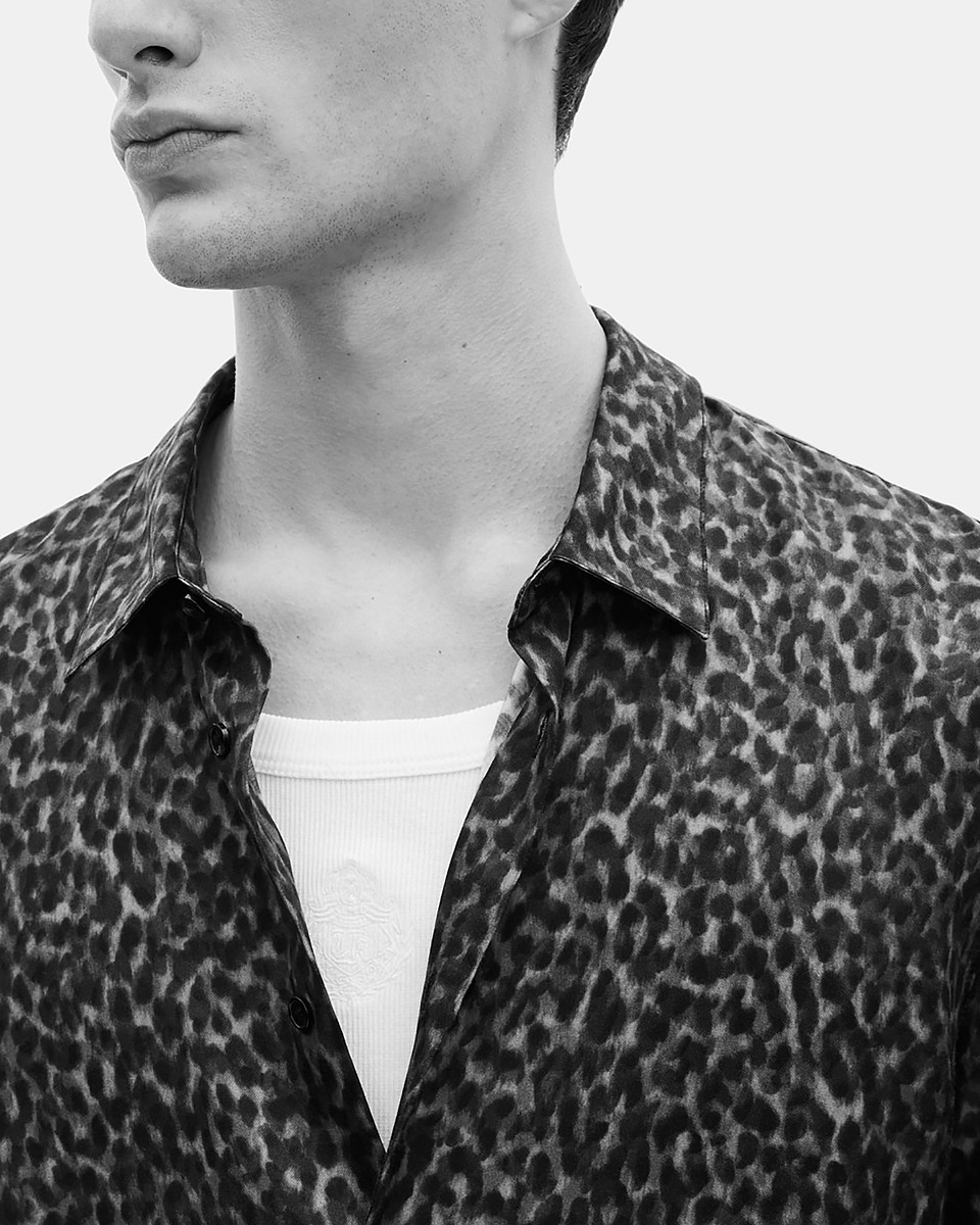 Leopard print silk blend shirt