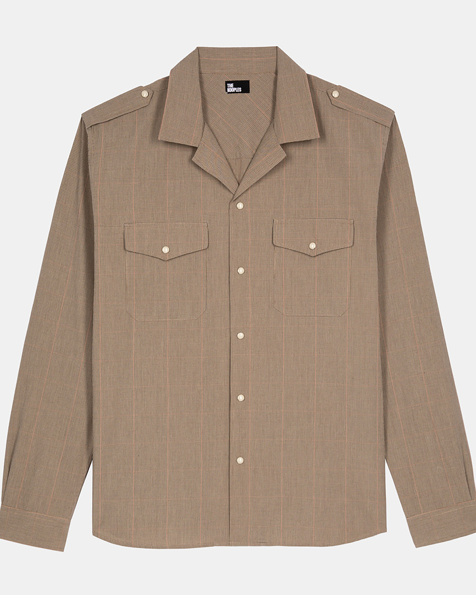 Beige micro check shirt