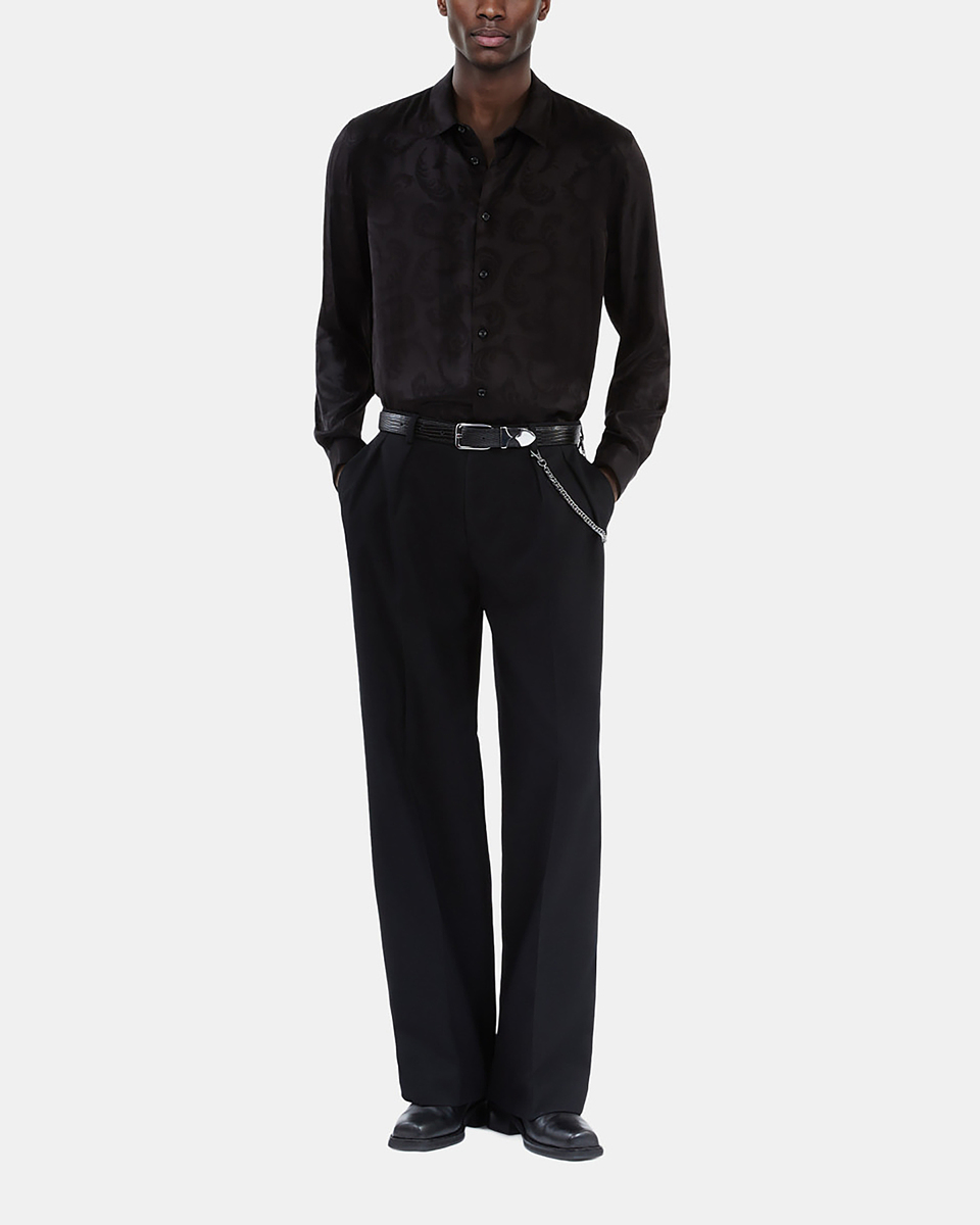 Black feather print jacquard shirt