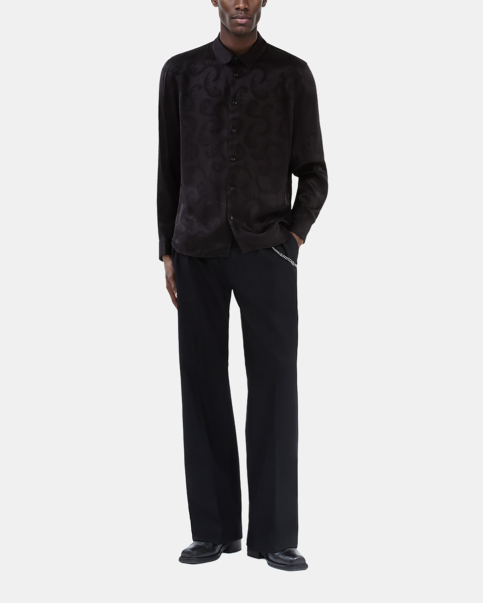 Black feather print jacquard shirt