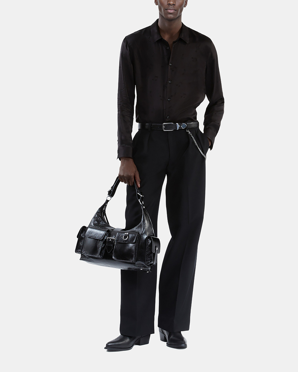 Black music print jacquard shirt