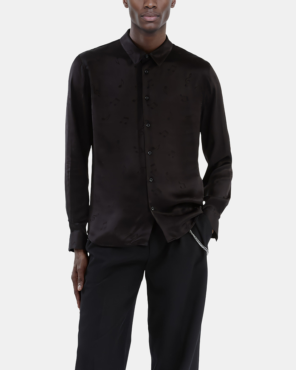Black music print jacquard shirt