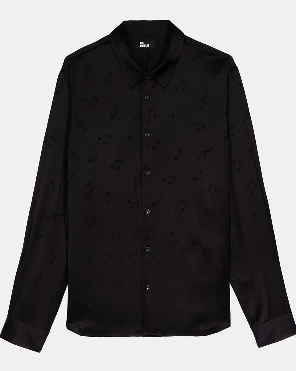 Black music print jacquard shirt