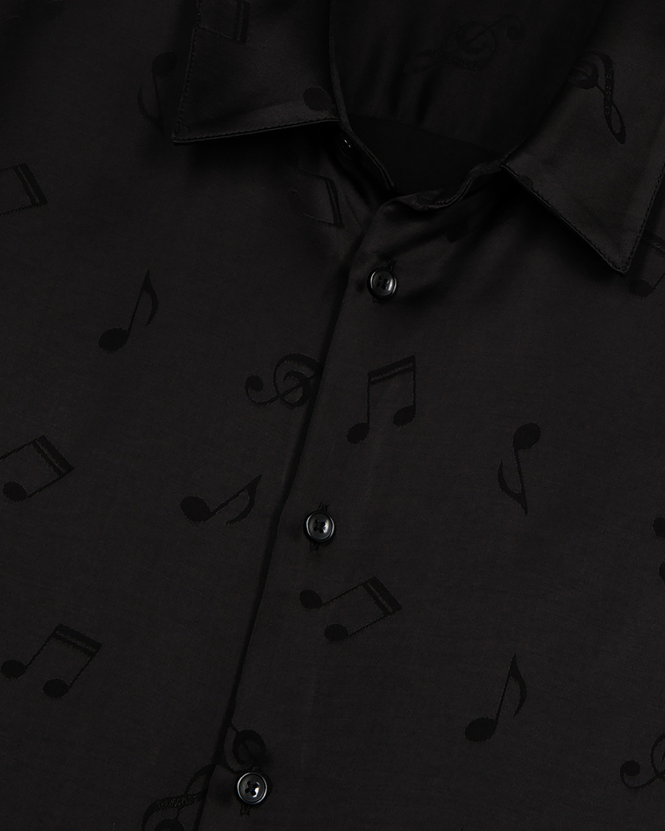 Black music print jacquard shirt