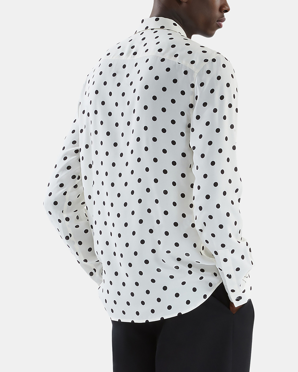 White polka dot printed shirt