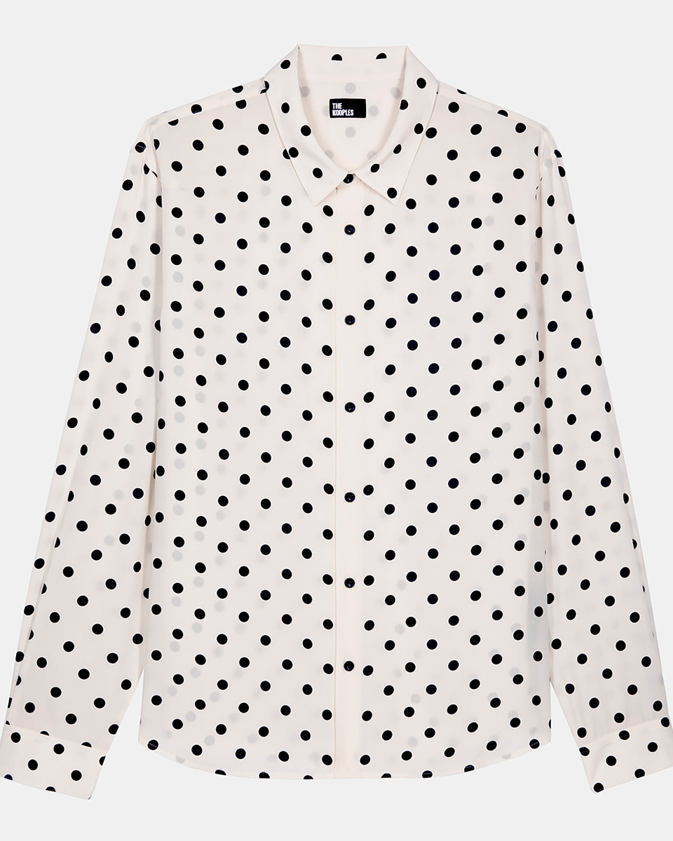 White polka dot printed shirt