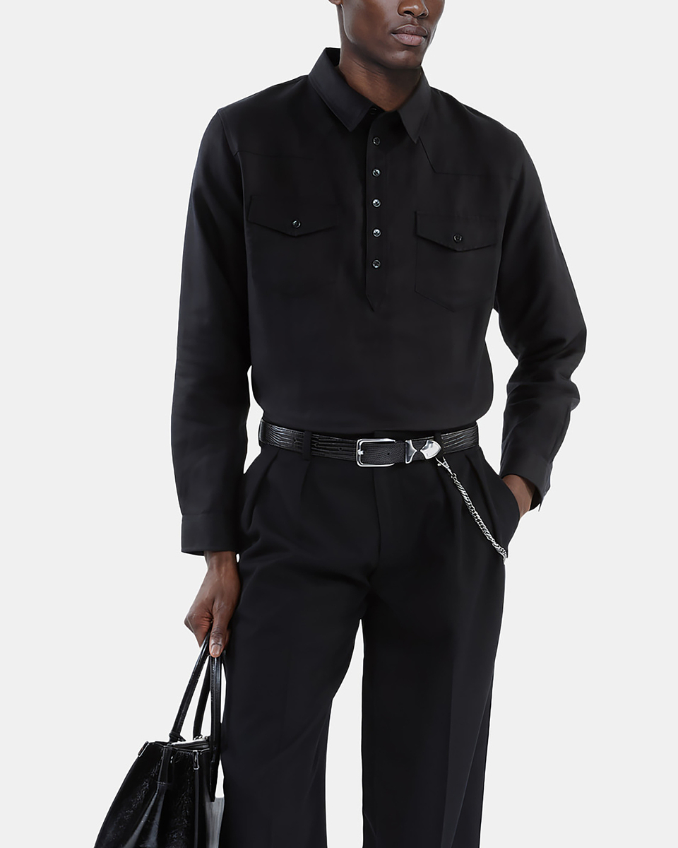 Black polo shirt