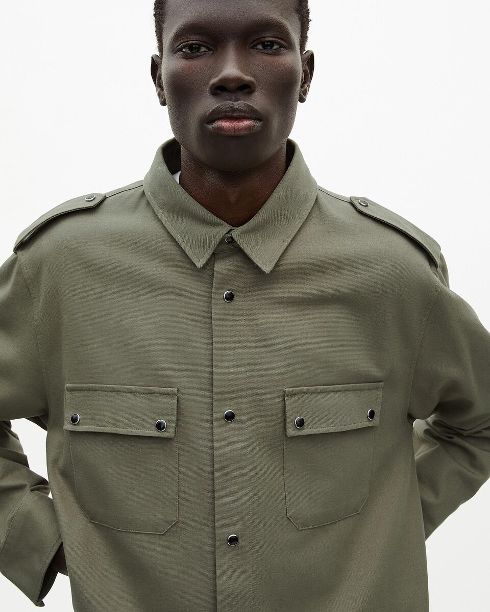 Khaki officer-style shirt