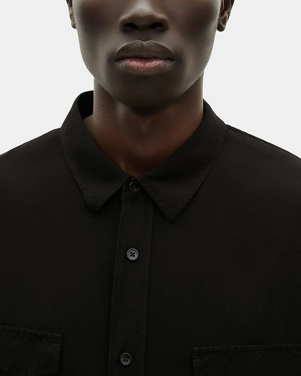 Black linen mix shirt