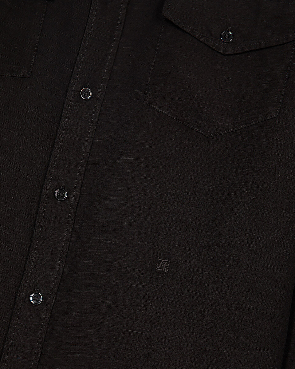 Black linen mix shirt
