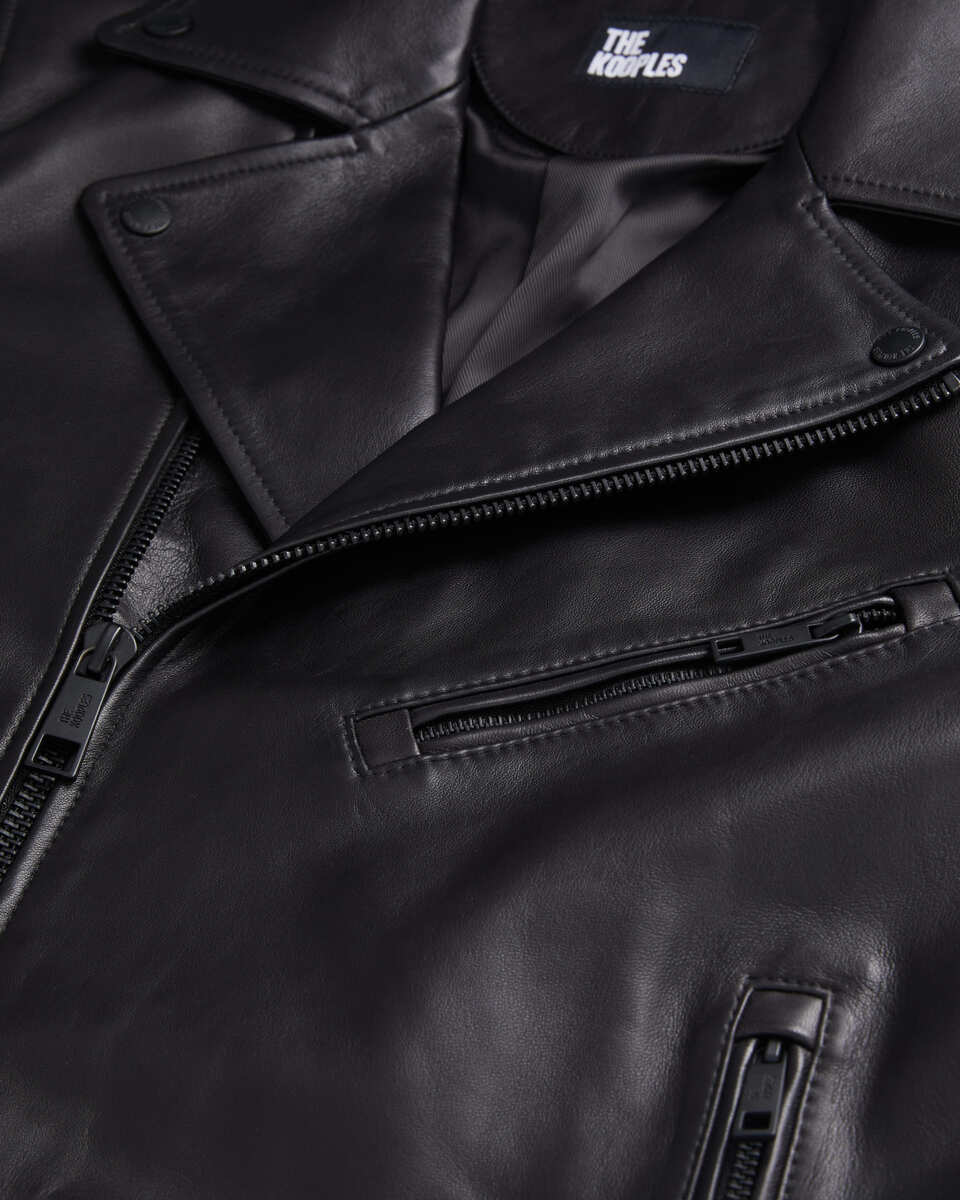 Black leather biker jacket