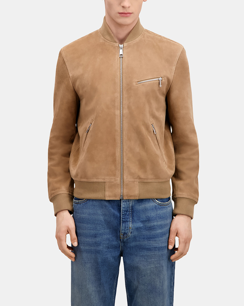 Beige suede leather jacket