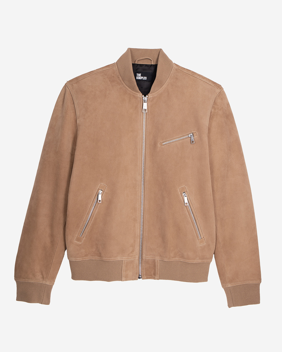 Beige suede leather jacket