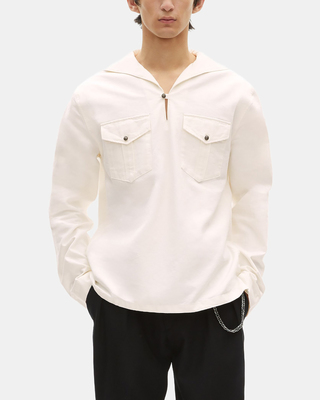 Ecru shirt with pea collar