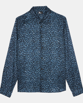 Leopard print silk blend shirt