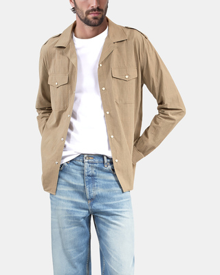Beige micro check shirt