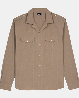 Beige micro check shirt