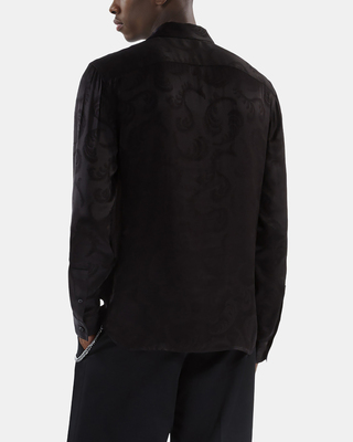 Black feather print jacquard shirt