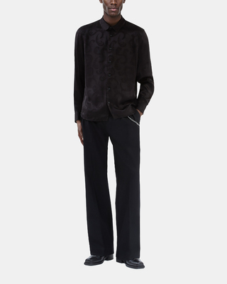 Black feather print jacquard shirt
