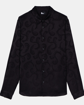 Black feather print jacquard shirt