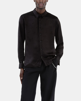 Black music print jacquard shirt