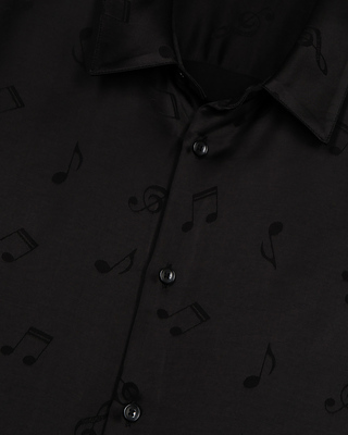 Black music print jacquard shirt