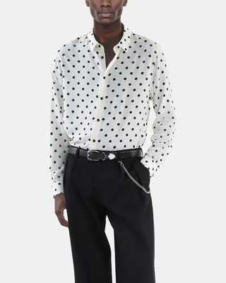 White polka dot printed shirt