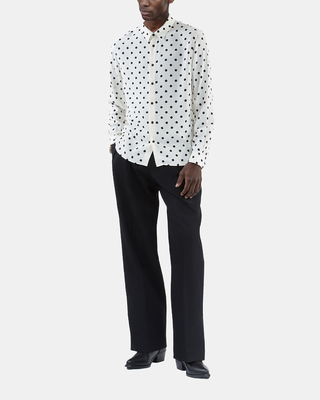 White polka dot printed shirt