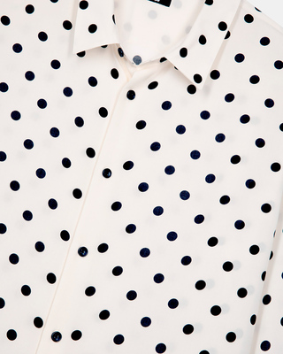 White polka dot printed shirt