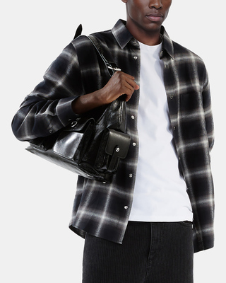 Black plaid shirt