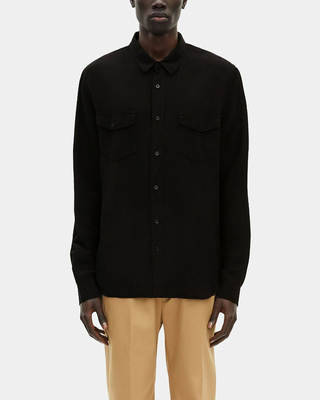 Black linen mix shirt