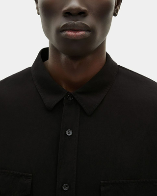 Black linen mix shirt