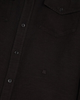 Black linen mix shirt