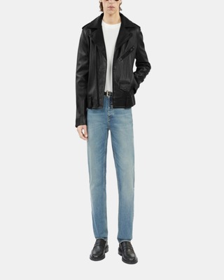Black leather biker jacket