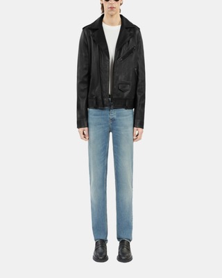 Black leather biker jacket