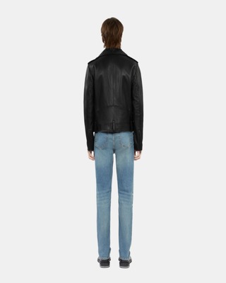 Black leather biker jacket