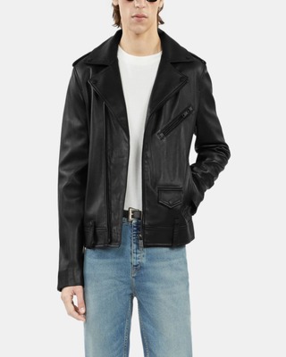 Black leather biker jacket