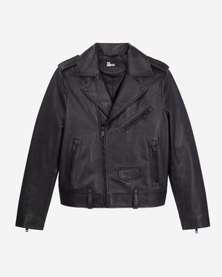 Black leather biker jacket