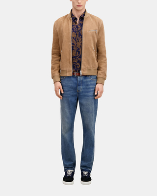 Beige suede leather jacket