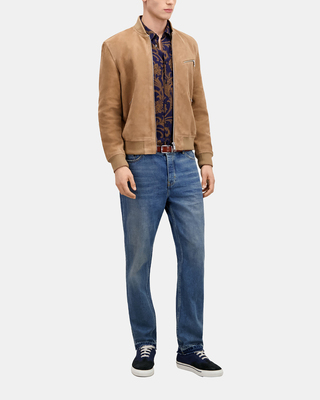 Beige suede leather jacket