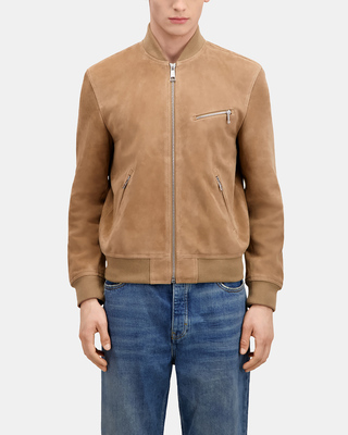 Beige suede leather jacket