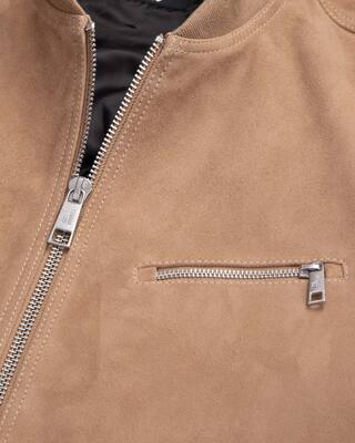 Beige suede leather jacket